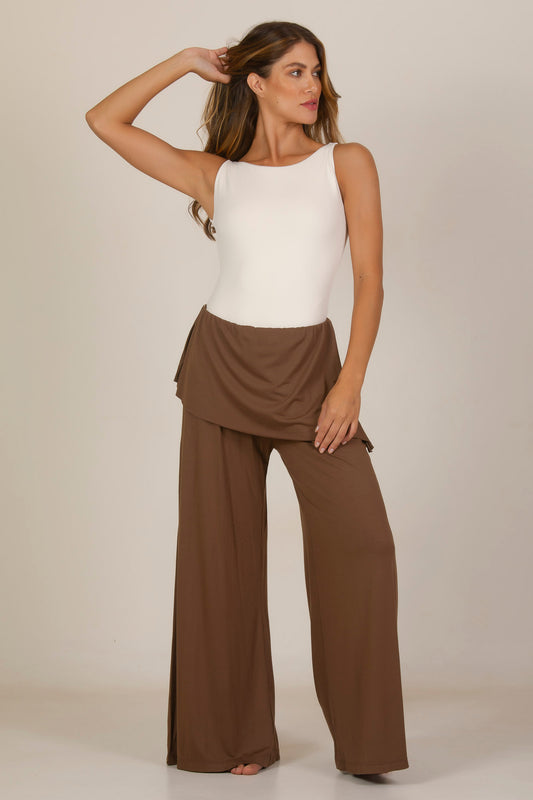 Wide Leg Pants - Coffee Courage