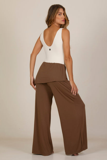 Wide Leg Pants - Coffee Courage
