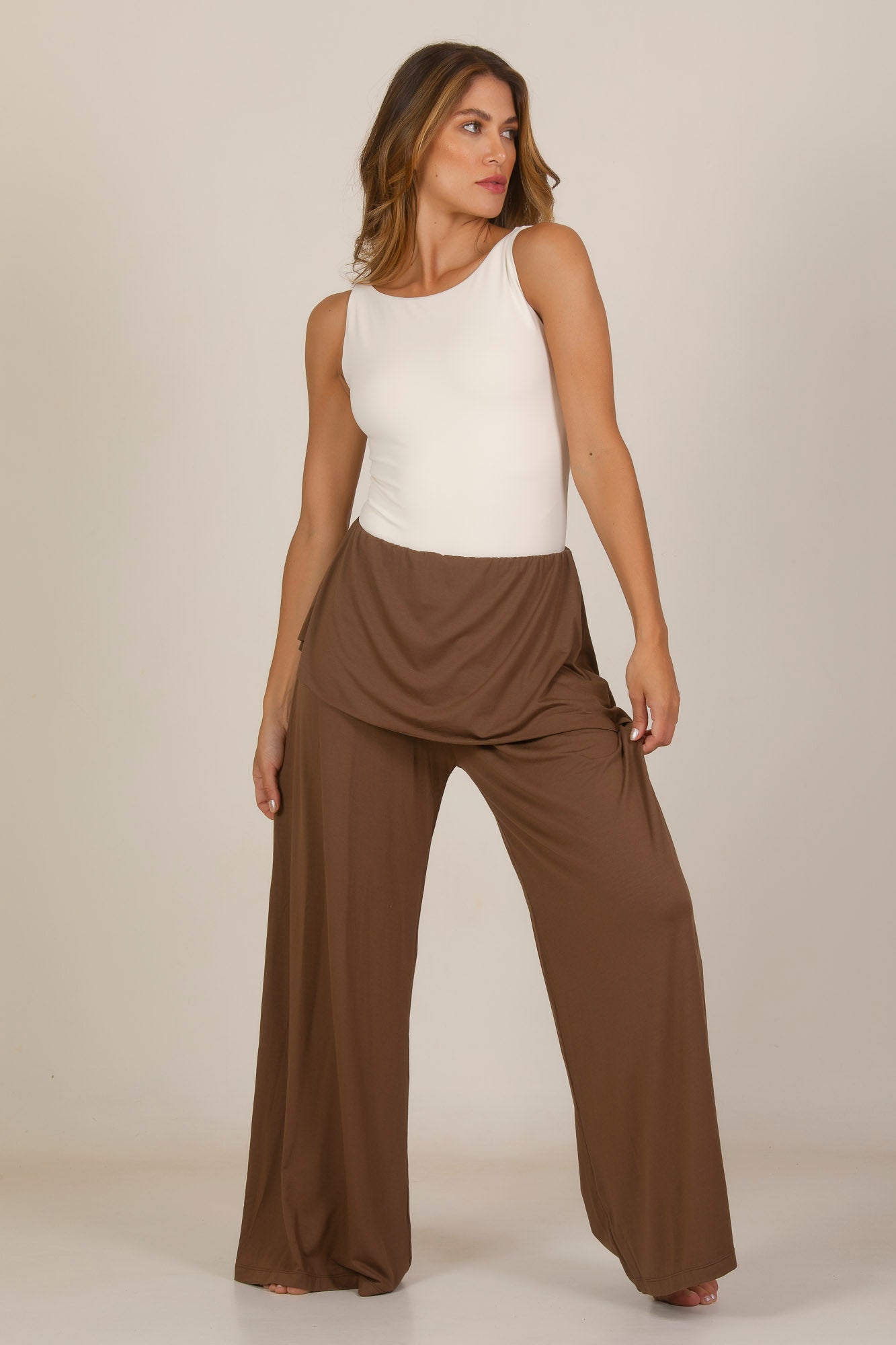 Wide Leg Pants - Coffee Courage